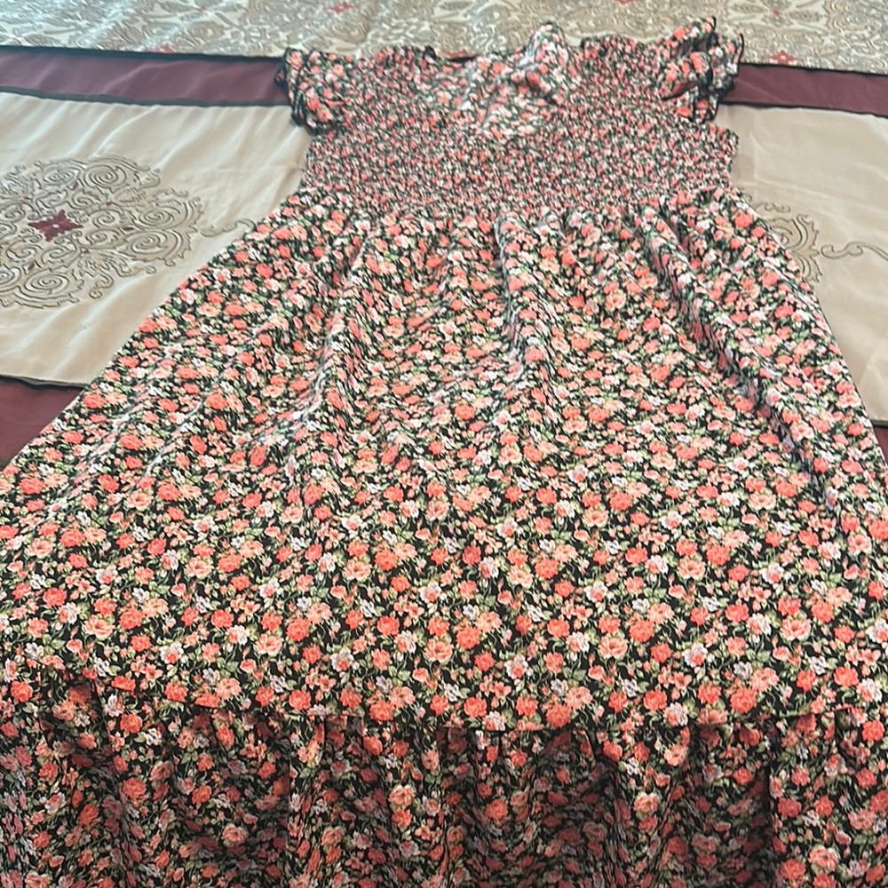 Floral Print Dress with Ruffled Sleeves